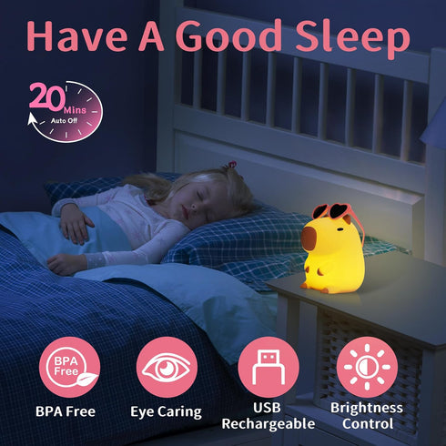 Attivolife Capybara Night Light, Summer Capybara Silicone Lamp for Girls, Nursery Touch Nightlight Portable with Dim, Funny Bathroom Table Decor B...