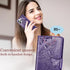for iPhone 12 Pro/iPhone 12 Wallet Case,Women Flip Folio Cover with Butterfly Embossed PU Leather Kickstand Credit Card Holder Slots Wrist Strap f...
