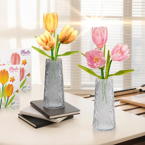 Flower Bouquet Building Kit, Tuplis Building Blocks Sets Valentines Creative Home Decor Gifts for Girls Women Adults Mother Father (Gradient Pink)...