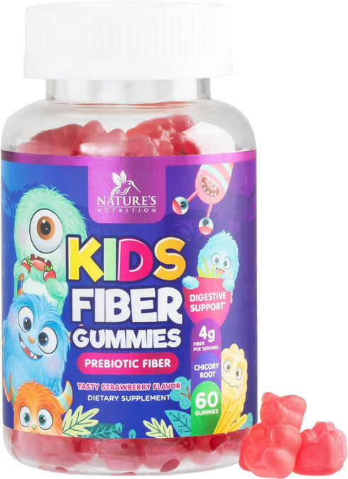 Fiber Gummies for Kids Supplement - Daily Prebiotic Fiber for Kids, Supports Regularity, Digestive Health & Immune Support, Nature's Plant Based C...
