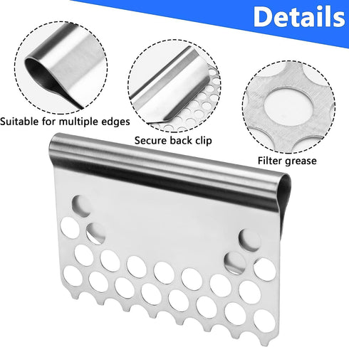2Pcs Food Mesh Screen Blocks, Stainless Steel Food Blocker from Falling into Tray, Griddle Cooking Accessories for Black Stone Grills and Other Gr...