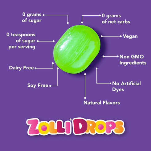 Zollipops Drops Peppermint Vegan 3oz - Dental-Friendly Treats with Xylitol for Guilt-Free Indulgence and Fresh Breath...