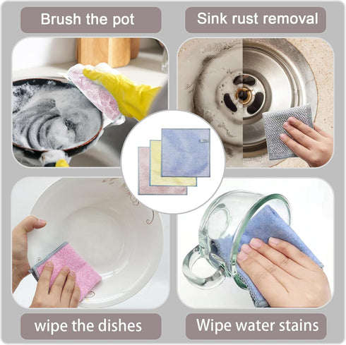 2024 New Multipurpose Wire Dishwashing Rags for Wet and Dry, Reusable, Double-Layer Structure, Non-Scratch Wire Dish Cloth Suitable for Scrubbing ...