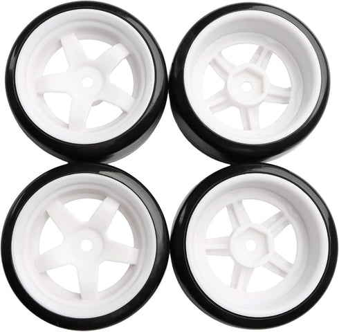 4PCS 12mm Hub Wheels,1:10 63mm Hard Plastic RC Drift Cars On Road Touring Racing Bald Tires for Traxxas HSP Tamiya HPI Kyosho On-Road Drifting Car...