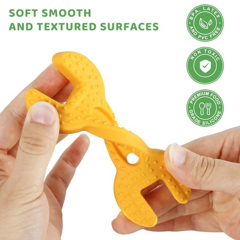 Fu Store 4 Pack Soft Silicone Teething Toys for Toddlers Infant Hammer Spanner Wrench Pliers Tools Shape Baby Teethers Relief Soothe Babies Gums S...
