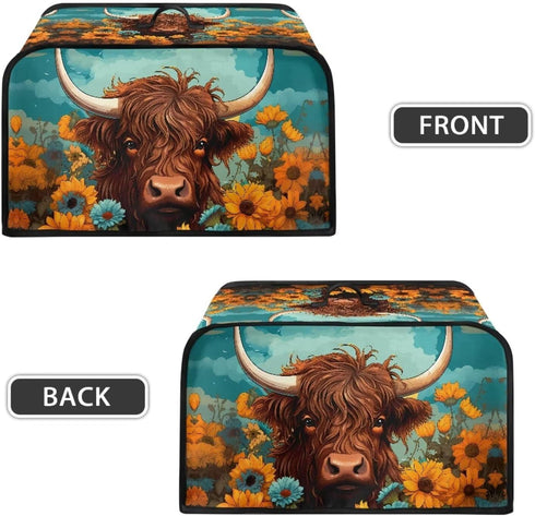 Highland Cow Slow Cooker Bags Cattle Wildlife Slow Cooker Dust Cover Woodland Cow Air Fryer Cover Dust Cover Top Handle and Mesh Pockets...