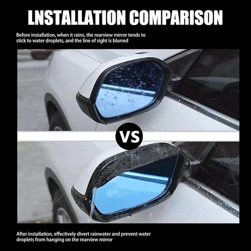 2 PCS Car Rear View Mirror Rainy Eyebrows, 6.85" x 2.28" Carbon Fiber Waterproof Side Mirror Guard, Rainwater Diversion Visor All-weather Protecti...