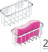 iDesign Gia Kitchen Sink Suction Holder for Sponges, Scrubbers, Soap, Kitchen, Bathroom, Set of 2, Stainless Steel...