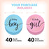 2.25” Gender Reveal Stickers for Party Invitations and Voting Games (80 Count) - Team Boy and Team Girl Labels with Gold Foil for Reveal Parties a...