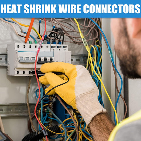 200PCS Heat Shrink Butt Connectors Blue 16-14 AWG, Marine Grade Tinned Red Copper Crimp Splice Terminals Insulated Waterproof Electrical Wire Conn...