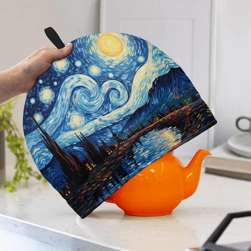 Hudotybom Starry Night Tea Cozy for Teapot Insulated Large Teapot Cover to Keep Warm Tea Kettle Cover Machine Washable Coffee Pot Cloth Covers Kit...