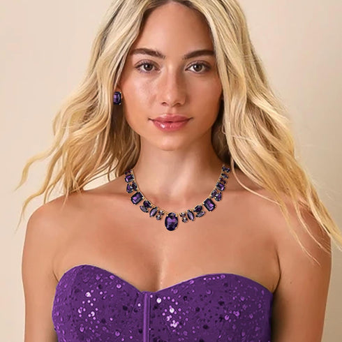 Flyonce Rhinestone Choker Necklace with Stud Earrings, Sparkly Crystal Wedding Party Costume Statement Jewelry Sets for Women...