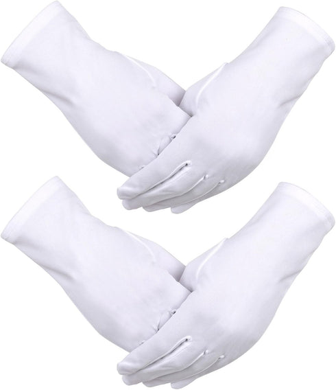 Sumind 2 Pairs Nylon Cotton Gloves White Uniform Gloves Tuxedo Gloves Formal Police Gloves Guard Parade Glove...
