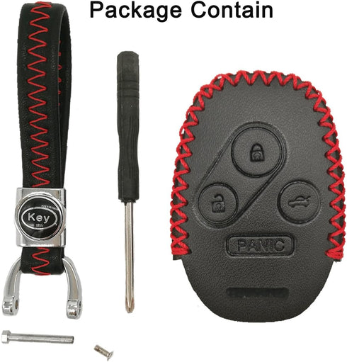 Alegender Hand Sew Leather Keyless Entry Remote Key Fob Case Skin Cover Protector for Honda 3+1 Buttons CRV Accord Civic Polit Remote Control...