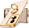 Dretal for Motorola Moto Edge 5G 2024 Case, 360° Rotatable Ring Holder Magnetic Kickstand,Plated Gold Edge Slim Soft TPU Protective Cover for Moto...