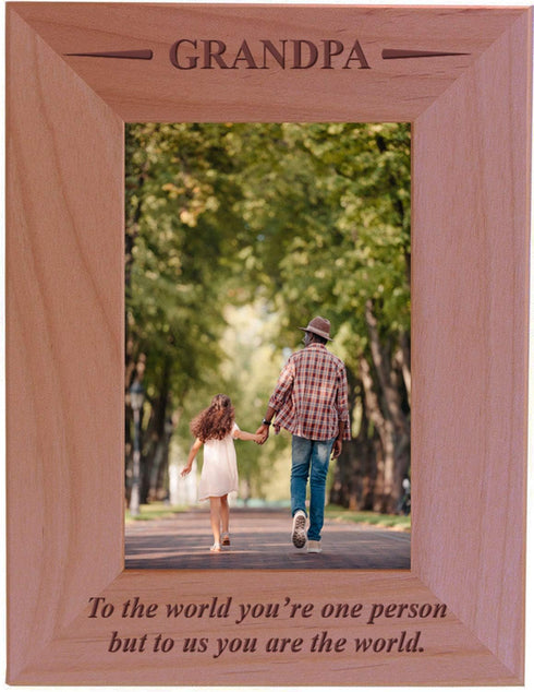 CustomGiftsNow Grandpa - to The World You're one Person but to us You are The World - Engraved Wood Picture Frame (4x6 Vertical)...