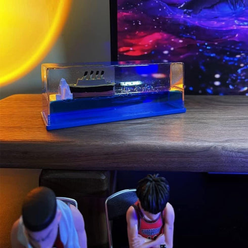Unsinkable Titanic Simulator Toy Wavey Boat in a Box Liquid Wave Cruise Fluid Ship Decoration Ornament for Car Decoration Paperweight Desk Toy Gif...