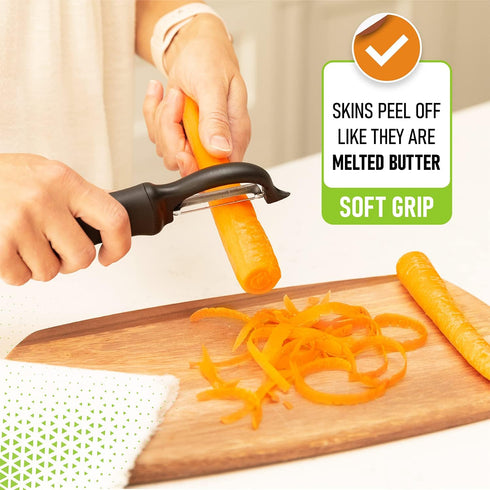 Spring Chef Premium Swivel Vegetable Peeler, Soft Grip Handle and Ultra Sharp Stainless Steel Blades - Perfect Kitchen Peeler For Veggie, Fruit, P...