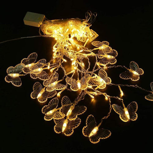 Lainin USB Powered 13FT 96 LED Curtain Lights 16 Butterflies Twinkle Lights 8 Modes Fairy Light Strip for Party Indoor Outdoor Room Garden Wedding...