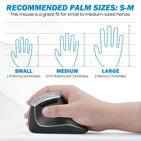 Wireless Vertical Ergonomic Mouse, Multi-Device(Bluetooth + 2.4G Connection), 4 Adjustable DPI, 7 Buttons Computer Mouse for PC, Laptop, Desktop, ...