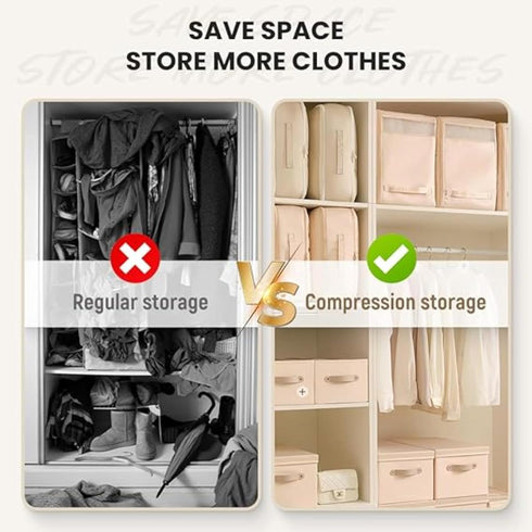 Ultra Space Saving Self Compression Organizer, Heavy Duty Moving Bags, Compression Duvet Storage Bag Large Capacity, Storage Tote, Self Compressio...