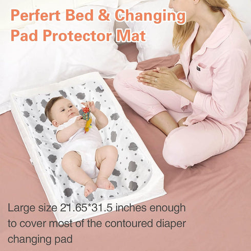 Baby Diaper Changing Pad, 21 5/8" x 31.5" Waterproof Changing Pad Liners - Reusable Soft and Absorbent Portable Changing Mat(Cloud1PCS)...