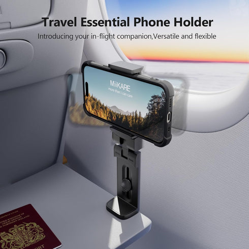 MiiKARE Airplane Travel Essentials Phone Holder, Universal Handsfree Phone Mount for Flying with 360 Degree Rotation, Accessory for Airplane, Trav...