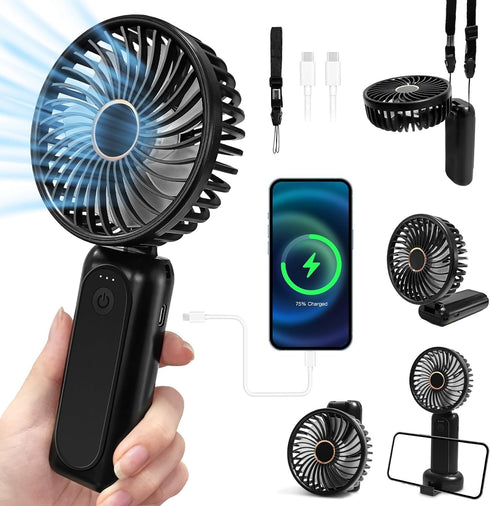 Handheld Fan,Portable Fan,Neck Fan,3600mAh Rechargeable,180° Adjustable,3 Speeds,Quiet Fan with 8-16h Working Time,Super Wind, Fan with Power Bank...