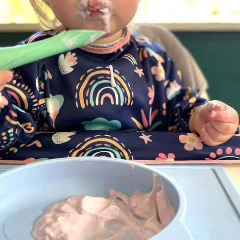 Baby Bibs for Eating | Long Sleeve Bib can be Clipped to the Table | Long Sleeve Bibs for Babies | Coverall Bib...