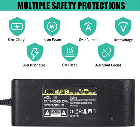12V 10A Power Adapter Car Charger Converter,Car Cigarette Lighter Socket AC/DC Power Supply Adapter Transformer for Tire Inflator, Car Refrigerato...
