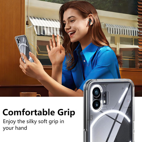 Hensinple for Nothing Phone 2 Case with Tempered Glass Screen Protector, Anti-Yellowing Military-Grade Drop Protection Cover, Shockproof Soft Slim...
