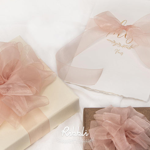 Ribbli Sweet Nectar Pink Sheer Organza Ribbon,1 Inches x Continuous 50 Yard,Rose Ribbon for Gift Wrapping,Bouquet Wrapping,Wedding Decoration,All ...