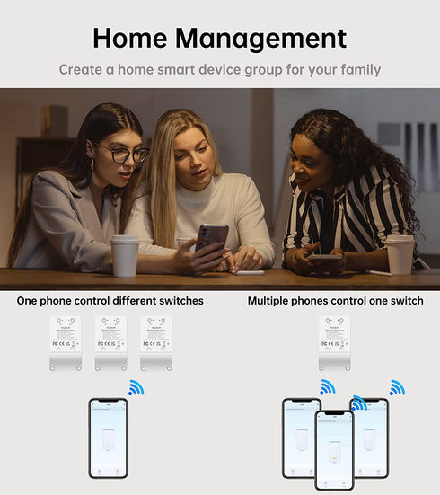 Smart Wi-Fi Light Switch, 2 Channels Linptech Wireless Relay Switch Tuya App Remote Control Voice Control Home Automation Timer Compatible with Al...