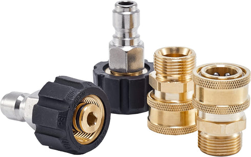 Pressure Washer Quick Connect Fittings, M22 15mm to 3/8 Inch Quick Connect Kit, Pressure Washer Hose Adapter, 4 Pieces...