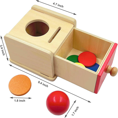 Dailyfunn Montessori Toys Coin&Ball 2-in-1 Drop Box Object Permanence Box for Infant Baby Preschooler 6-24 Months...