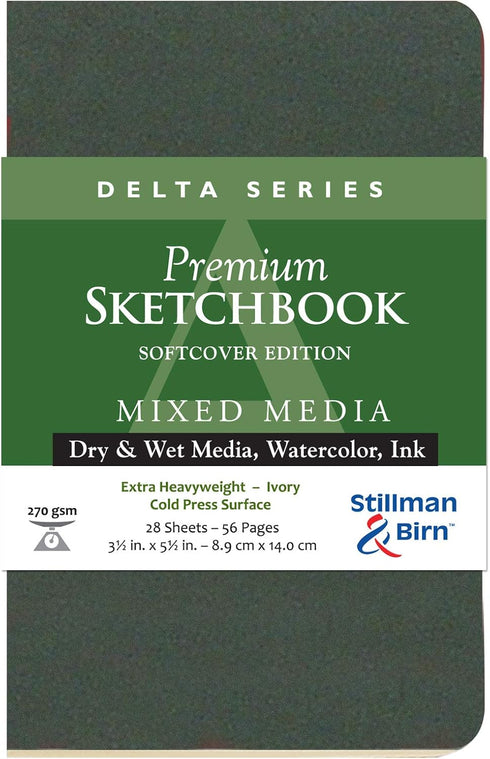 Stillman & Birn Delta Series Softcover Sketchbook, 3.5" x 5.5", 270 GSM (Extra Heavyweight), Ivory Paper, Cold Press Surface...