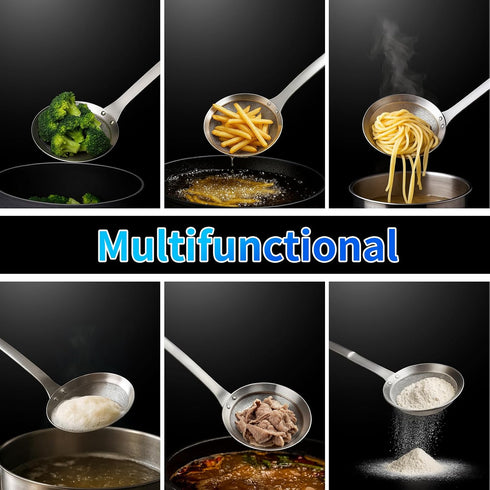 TBWHL Multi-functional Hot Pot Fat Skimmer Spoon - Stainless Steel Fine Mesh Food Strainer for Skimming Grease and Foam DIA 4.4"...