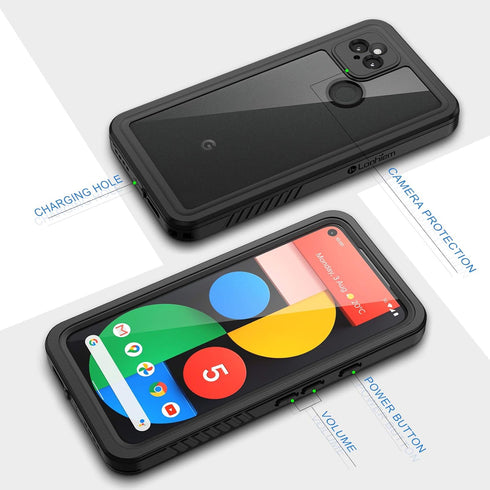 Lanhiem for Google Pixel 5 Case, IP68 Waterproof Dustproof with Built-in Screen Protector, Heavy Duty Full Body Protective Phone Case for Pixel 5,...