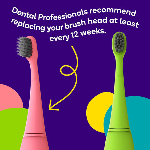 BURSTkids Electric Toothbrush Replacement Heads 3-Pack, Pink - Ultra Soft Bristles for Deep Clean – Perfect Fit with BURSTkids Sonic Kids Toothbru...