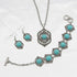 Pingyongchang Bohemian Turquoise Jewelry Sets for Women Turquoise Pendant Necklace, Vintage Turquoise Dangle Earrings,Retro Turquoise Collar Neckl...