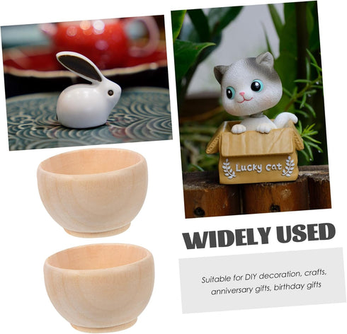 ORFOFE 10pcs Wooden Egg Holders Dipping Sauce Bowls Wooden Pinch Bowls Wooden Craft Bowls Small Wood Bowl Unfinished Wooden Bowls Wooden Bowl Toy ...