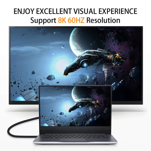 Poyiccot 8K HDMI Extension Cable, Short 8K HDMI 90 Degree Left Angle Male to Female HDMI 2.1 Cable Adapter 48Gbps with 8K 60Hz Video and 3D HDR fo...