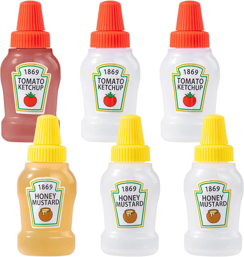 RAYNAG 6 Pack Mini Squeeze Ketchup Bottles, 25ml Ketchup and Mustard Bottles for Lunch Bento Box Accessories...