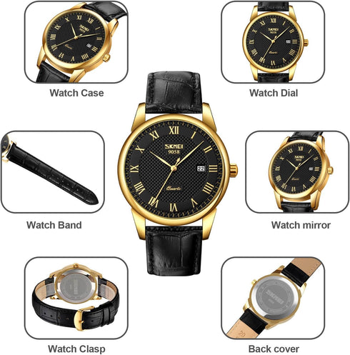 MASTOP Mens Womens Quartz Watch Roman Numeral Business Casual Fashion Analog Wrist Watch Classic Calendar Date Window 30M Waterproof Comfortable L...