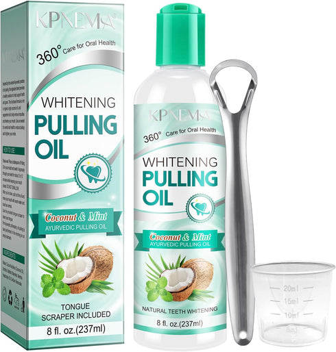 Coconut Mint Oil Pulling Mouthwash, Natural Coconut Oil Mint Mouthwash Keeps Breath Fresh Suitable for Dates and Daily Oral Care, White Teeth & He...