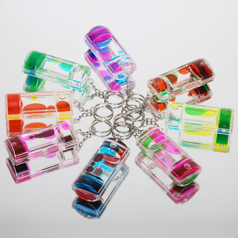 Dynamic Liquid Timers Key Chain Set, Colorful Motion Bubbler Timekeeper Key Chain, Liquid Hourglass Keychains...