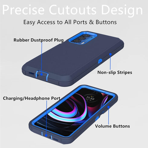 for Motorola Moto Edge 2021 Case, Moto Edge 5G UW Case, Heavy Duty Defender Case Dustproof Shockproof Protection 3 in 1 Rugged Phone Cover for Mot...