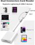 SD Card Reader for iPhone Camera, Dual Connector Lightning/USB C Memory Card Reader Support SD/TF Card, High Speed to SD Card Adapter Compatible w...