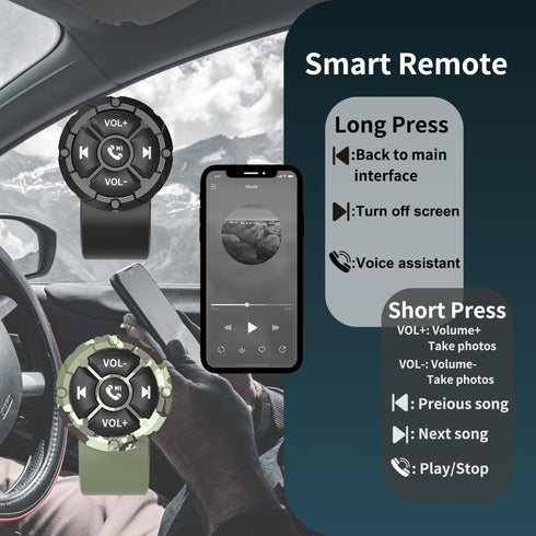 Wireless Bluetooth Media Remote Button,Waterproof Phone Bluetooth Remote Controller for Driving,Cycling,Steering Wheel Control Button for Phone Bl...