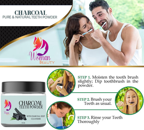 Activated Charcoal Teeth Whitening Powder Whitens Teeth Prevent Bad Breadth Removes Tooth 50gm...